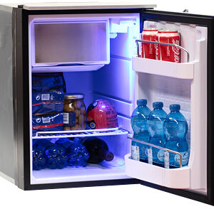 The CR 49 provides the same standard as the CR42 but is equipped with a built-in fan-cooled compressor giving better inside dimensions for standing and laying PET bottles. As standard, the CR49 is fitted out with installation frame and interior light. 4L freezer compartment, one adjustable shelf. Available with ASU.